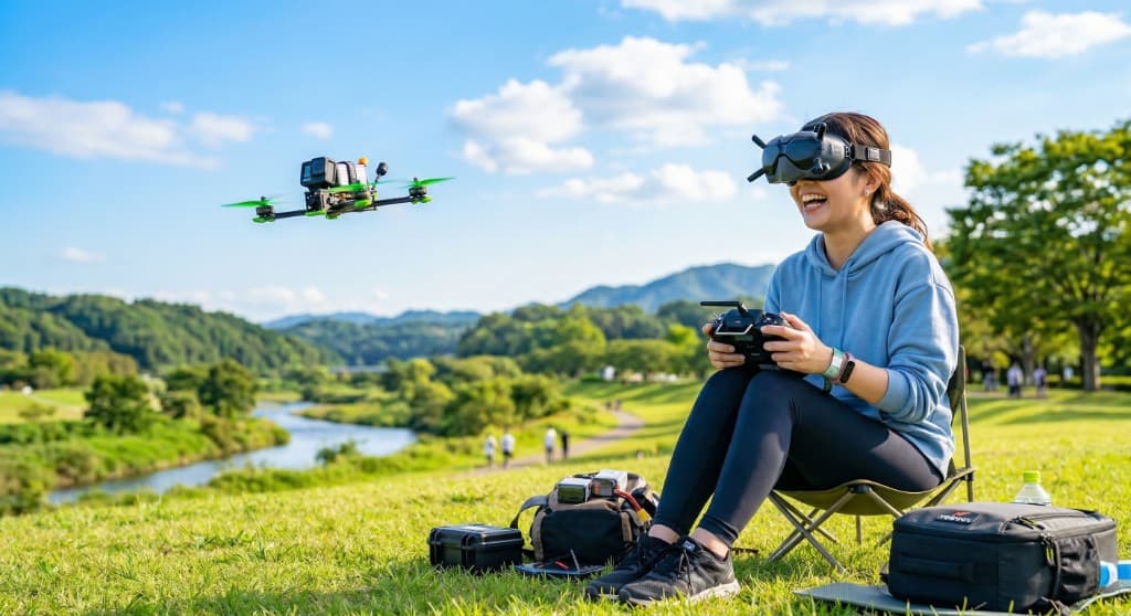 DJI製FPVドローンやマイクロドローンを操縦する様子